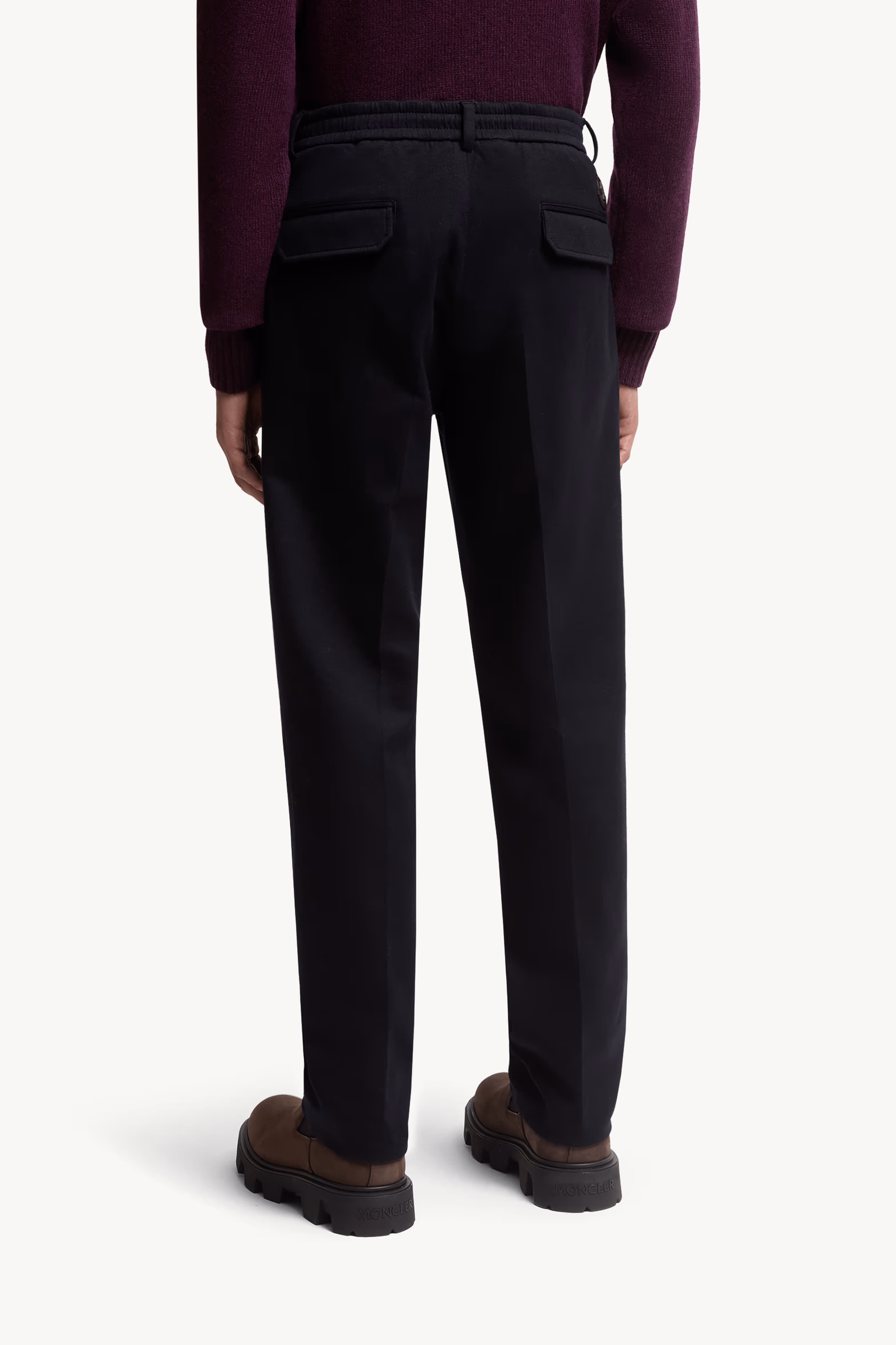 Cotton Blend Tailored Pants Men Blue Moncler 5